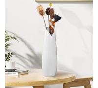 JIDOFUE Jarrón de cerámica, jarrón de flores blanco, 12 pulgadas/30 cm de alto, jarrones modernos texturizados para casa de campo, estantería, decoración del hogar, centros de mesa, decoraciones de