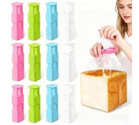 Jidyllic 12 clips reutilizables para bolsas de almacenamiento de alimentos, clips de resorte para mantener el pan fresco, cierre hermético para aperitivos, bolsas de plástico (azul, blanco, verde