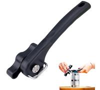 Jidyllic Abrelatas de corte lateral de seguridad, abrelatas manual, negro, acero al carbono, plástico ABS