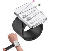 Jidyllic Alfiletero Magnético de Pulsera de Costura de Muñeca,Magnetic Alfileteros Costura Cojín de Costura Magnétic Clip de Correa para Costura de Bricolaje,Negro