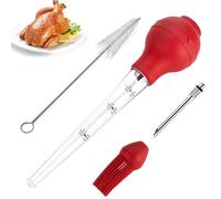 Jidyllic Juego de 4 moldes para pavo, herramienta de bomba de condimentos para cocinar jeringa para hornear en casa con cepillo de limpieza, herramienta de barbacoa para barbacoa, parrilla, hornear,