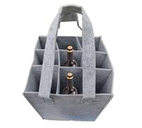 JIEBWCHA Bolsa para botellas con compartimentos, 24 x 24 x 28 cm, bolsa de vino de fieltro, suave y resistente, reutilizable, 9 compartimentos para vino, bebidas, cerveza, champán, gris claro, ver