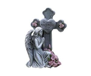 JIEBWCHA Estatuas de Ángel para Jardín,Figuras de Ángel en Oración con Luz Solar - Decoración De Resina para Cementerio Y Tumbas En Navidad Y Semana Santa