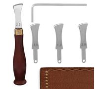 JIEBWCHA Herramienta para el rizado de piel - Herramienta para elaboración de cordeles de acero inoxidable - Kit para elaborar cuero con mango de madera para artículos de cuero, bolsos, zapatos y