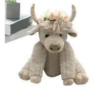 JIEBWCHA Juguete de 'Meseta, Animales de Peluche de | y Highland de 10 Pulgadas con música | Peluche de marrón, Ganado Highland a Buenas Noches, Animal de Peluche Yak para Todos