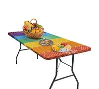 JIEBWCHA Mantel de camping para mesa de picnic, mantel geométrico de camping para picnic, Mantas de poliéster para camping, Accesorios de mesa impermeables para viajes para