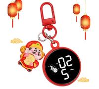 JIEBWCHA Monedero, monedero, llavero portátil, llavero LED con reloj electrónico para cartera, mochila, colgante de mochila portátil, llavero, Moneda de oro, Dios de la Riqueza, Siehe Beschreibung