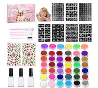 JIEBWCHA Paleta de pintura facial | Maquillaje a base de agua Juego completo para pintura facial - Arte Artesanía Facial Plantillas y pinceles para carnaval, Halloween, cumpleaños Día del Niño