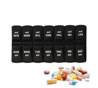 JIEBWCHA Pastillero pequeño para 7 días, 2 unidades, pastillero pequeño por la mañana por la noche, 14 compartimentos, 7 días por la mañana y la noche, 14 compartimentos, pastillero portátil, doble