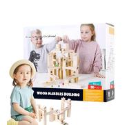 JIEBWCHA Pista de bolas de madera, juego de lógica y aprendizaje de menta, pista de bolas de madera con 60 canicas, para niños, niñas, adolescentes, para aprender a menta, regalos de fiesta