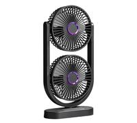 JIEBWCHA Ventilador de sobremesa - Doble cabezal recargable refrescante y silencioso,Ventilador portátil a batería | para Hogar, Dormitorio, Cocina, Viajes, Camping, Playa,