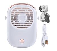 JIEBWCHA Ventilador personal portátil, collar refrescante personal con cordón, ventilador de escritorio USB recargable para exteriores, casa, viaje, playa, obras de construcción, mujeres y hombres