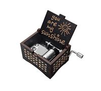 Jieddey Caja de Música Eres mi Sol,Caja Música Mecánica de Madera Crank Music Boxes con Manivela Vintage Caja Musical con Grabado de Sol Regalo para cumpleaños,Navidad Negro