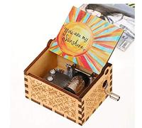 Jieddey Caja de Música Eres mi Sol,Caja Música Mecánica de Madera Crank Music Boxes con Manivela Vintage Caja Musical con Grabado de Sol Regalo para cumpleaños,Navida Color