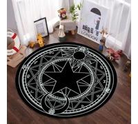 JIEDEDIAM Alfombra 3D con diseño gráfico Creativo de círculo mágico Misterioso, Ideal para Sala de Juegos, Dormitorio, Sala de Estar o área de meditación.