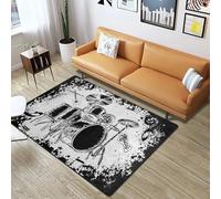 JIEDEDIAM Alfombra con diseño de Instrumento de Rock y batería, Adecuada para Sala de Estar, Dormitorio, Antideslizante, para Juegos Infantiles, Lavable, para baño y Cocina
