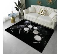 JIEDEDIAM Alfombra con diseño de Instrumento de Rock y batería, Adecuada para Sala de Estar, Dormitorio, Antideslizante, para Juegos Infantiles, Lavable, para baño y Cocina