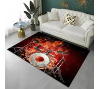 JIEDEDIAM Alfombra con diseño de Instrumento de Rock y batería, Adecuada para Sala de Estar, Dormitorio, Antideslizante, para Juegos Infantiles, Lavable, para baño y Cocina