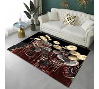 JIEDEDIAM Alfombra con diseño de Instrumento de Rock y batería, Adecuada para Sala de Estar, Dormitorio, Antideslizante, para Juegos Infantiles, Lavable, para baño y Cocina