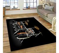 JIEDEDIAM Alfombra con diseño de Instrumento de Rock y batería, Adecuada para Sala de Estar, Dormitorio, Antideslizante, para Juegos Infantiles, Lavable, para baño y Cocina