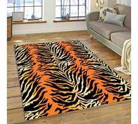 JIEDEDIAM Alfombra con Estampado 3D de Rayas de Cebra de Colores, Leopardo y Tigre, Moderna para Dormitorio y Sala de Estar, para niños, para Gatear y Jugar