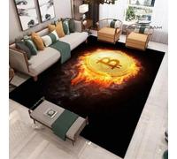 JIEDEDIAM Alfombra Grande con diseño de Moneda Virtual Bitcoin en 3D, para Sala de Estar, Dormitorio, sofá, Sala de Juegos, decoración de Puerta, Alfombra de Juego para niños