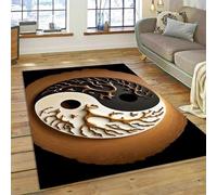 JIEDEDIAM Alfombra Natural Yin Yang China Tai Chi Bagua, decoración del hogar, Sala de Estar, Pasillo, Cocina, Antideslizante, Lavable, Alfombra de Juego para niños