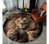 JIEDEDIAM Alfombra Redonda 3D con diseño de Animales Salvajes, Tigre, león y Leopardo para Sala de Estar, Dormitorio, decoración Infantil, Zona de Mascotas, Alfombra Antideslizante