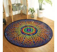 JIEDEDIAM Alfombra Redonda con diseño de Mandala galáctico y Flor de la Vida, para meditación psicodélica, Yoga y Reiki, con Rejilla de Cristal, para Altar mágico y Tarot.