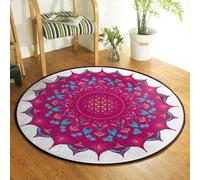 JIEDEDIAM Alfombra Redonda con diseño de Mandala galáctico y Flor de la Vida, para meditación psicodélica, Yoga y Reiki, con Rejilla de Cristal, para Altar mágico y Tarot.