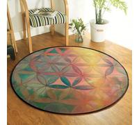JIEDEDIAM Alfombra Redonda con diseño de Mandala galáctico y Flor de la Vida, para meditación psicodélica, Yoga y Reiki, con Rejilla de Cristal, para Altar mágico y Tarot.