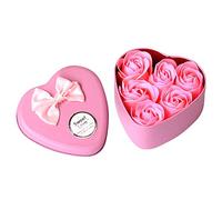 jieGorge 6 jabones perfumados con forma de corazón para baño, pétalos, rosas, decoración de boda, mejor regalo, decoración del hogar para el día de Pascua, rosa, medium