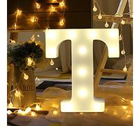 jieGorge Alfabeto Luces LED con Letras iluminadas Letras Blancas de plástico para Colgar en Forma de T, decoración del hogar, para el día de Pascua (G)