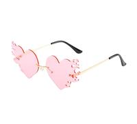 jieGorge Gafas de sol con diseño de llama de fuego, gafas de sol de moda, sin montura, gafas novedosas con forma de corazón, gafas de sol de color caramelo, gafas de sol sin marco para fiestas, rosa