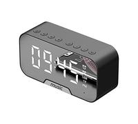 jieGorge Reloj despertador digital portátil con espejo LED, altavoz inalámbrico Bluetooth, pequeños electrodomésticos para el día de Pascua (negro)