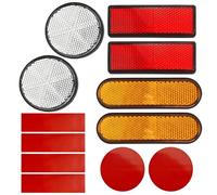 Jiehaojia 6 Piezas Reflectores Traseros, Reflectores De Seguridad Adhesivos, Reflectores para Motocicletas, Bicicletas, Remolques y Postes De Puertas (Rectángulo Rojo, Círculo Blanco, Elipse Naranja)