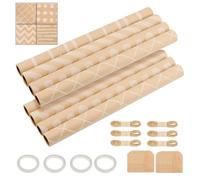 JIEHIN 8 Rollos Papel de Regalo Kraft 43x300cm con Cuerda de Yute y Etiquetas - Papel de Estraza para Bodas, Cumpleaños, Navidad
