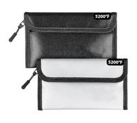 jiejack 2 bolsas ignífugas (20 x 12,7 cm, 5200 ℉), 8 capas de aislamiento térmico, con ranura para tarjetas, para efectivo, recibo, factura, pasaporte