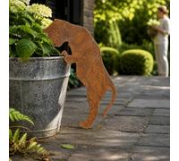 jiejack Decoración de jardín de gato, ardilla oxidada para atornillar en madera, conector de jardín oxidado, enchufe de metal para césped, decoración de tocones de árbol (E)
