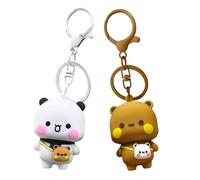jiejack Llavero de anime, 2 llaveros, diseño de panda de dibujos animados, colgantes de bonitos bolsillos para bolsos, regalo perfecto para pareja y amigo