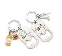 jiejack Regalo para el día del padre para papá, llavero de acero inoxidable 2 en 1 y abridor de botellas, ideas de regalo para el día del padre, llavero personalizado para las tareas del hogar del