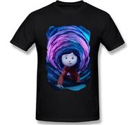 JIEKXAONF Coraline Movie Men's Summer Cotton Work Men's T-Shirt Black Unisex Mens Tees