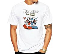 JIEKXAONF Mugman Don't Deal with The Devil T-Shirt Men 2022 Round Neck Men's T Shirt Arrival Men's Short White