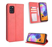 Jielangxin Funda de Cuero PU Funda para Samsung Galaxy A31,Funda para Samsung SM-A315F/DS Galaxy A31 / SM-A315G/DS SM-A315G/DSL SM-A315G/L SM-A315N SM-A315F Funda Carcasa Case Funda Red