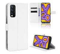 Jielangxin Funda de Cuero PU Funda para Vivo Y20S,Funda para Vivo Y20A V2052 V2034 / Y20i V2027 / Y20 2021 V2043 / Y20 2020 V2029 / Y11S Funda Carcasa Case Funda White