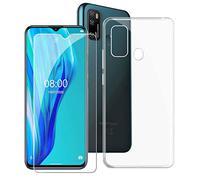 JIENI Funda para Ulefone Note 9P Case + Protector Pantalla (6.52"), Transparente Carcasa Silicona, Antigolpes Caver Caso TPU Bumper 9H Cristal Templado - Clear