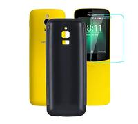 JIENI Silicona Funda + Cristal Templado para Nokia 8110 4G (2.40"), Protección Completa, Prueba de Golpes, Anti-Arañazos Revestimiento de Microfibra Suave-Black