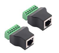 Jienk 2 adaptadores de audio RJ12 hembra a terminal de tornillo de 6 pines para extensor de cables de teléfono Cat3, conector modular RJ11 6P6C
