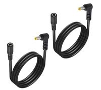 Jienk 2 cables de extensión de alimentación DC5525 en ángulo recto de 3 pies 18 AWG, 5,5 mm x 2,5 mm, cable de alimentación macho a hembra de 90 grados para cámara de seguridad CCTV, DVR, tira de luz