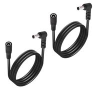 Jienk DC5521 - Cable de extensión de alimentación de 90 grados macho a hembra, para cámara de seguridad IP, CCTV, tira LED, DVR, router, impresora de facturas, 2 unidades